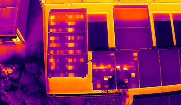 Hotspots bei PV-Modulen klar erkennbar. Sie sind die häufigste Ursache für Ausfälle und Defekten an PV-Anlagen.