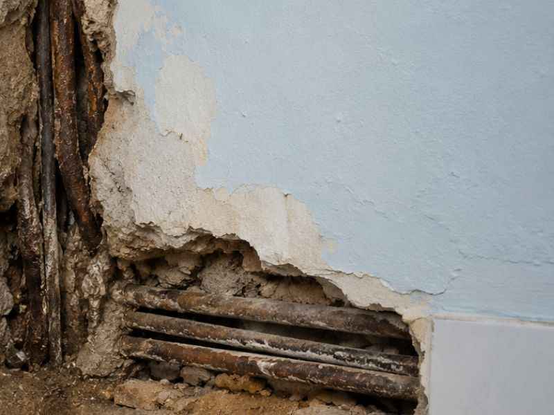 Wasserschaden durch Rohrbruch vor der Reparatur durch MT Haustechnik